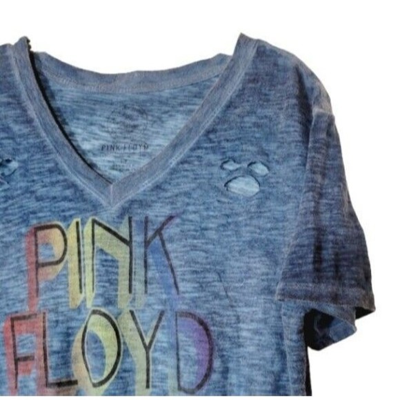 Pink Floyd Recycled Karma Blue Europe 77 Graphic V Neck T-Shirt Womens Sz Small - Picture 2 of 3